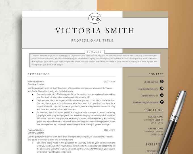 Executive Resume Template Word, Resume Pages, Google Docs CV Template ...