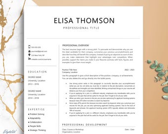 Professional Resume Template, Word and Pages, 1-3 Page Resume Template, Cover Letter & References Template, Modern Minimalist CV Template