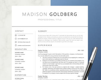 Professional Resume Template, Word and Pages 1-2-3 Page Resume Template, Cover Letter & References Template, Modern Minimalist CV Template