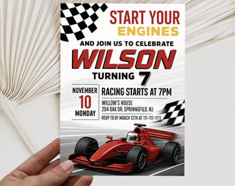 Editable Race Car Birthday Invitation Sport Race Car Invite, Boys Invitation, Race Car Birthday Invitation, Canva Template, INSTANT DOWNLOAD