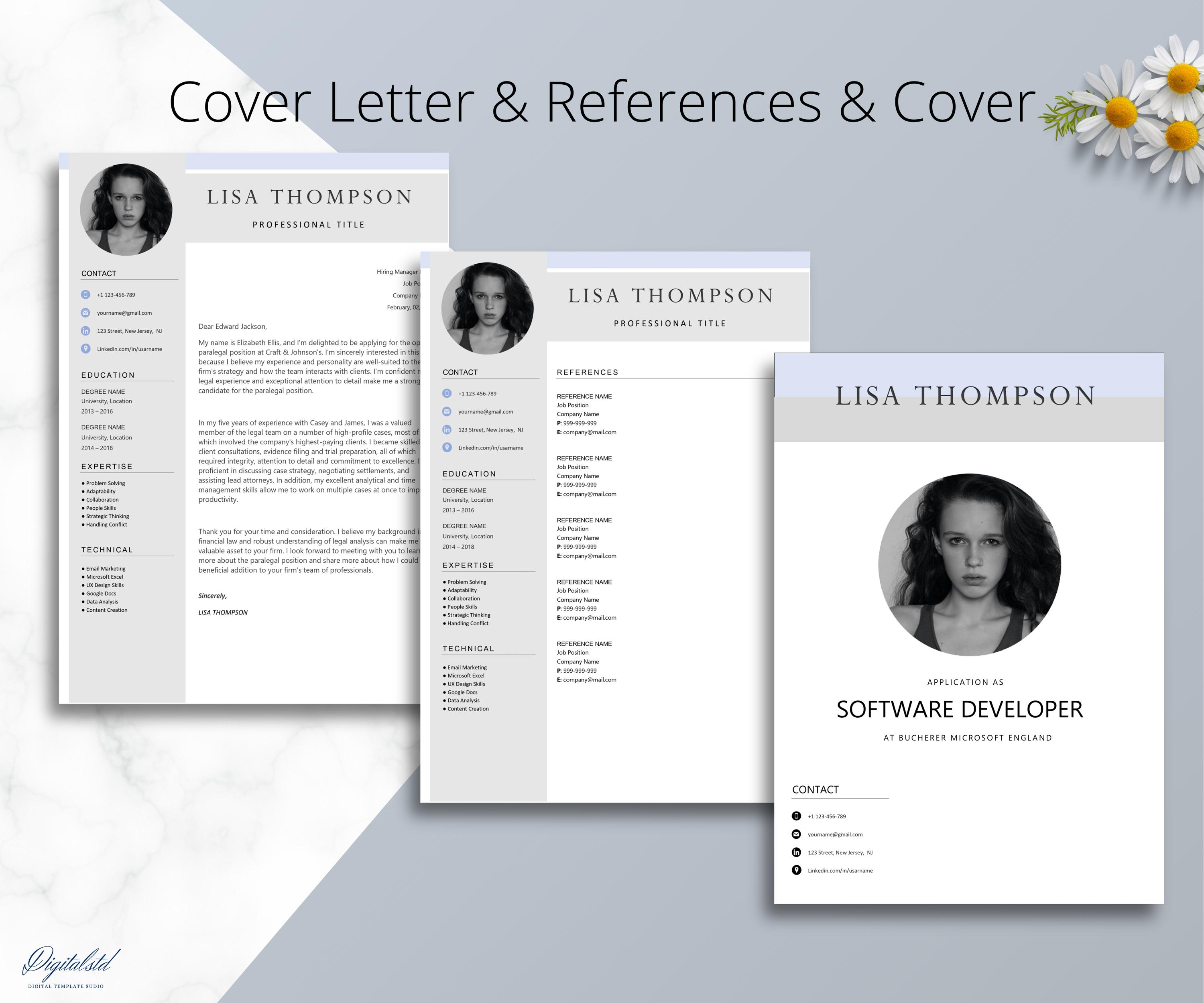 Resume CV Template for Word Pages, 1, 2 3 Page Resume Template With ...