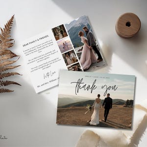 Cartões de agradecimento, Cartão de agradecimento de casamento com foto, Cartão de agradecimento com foto EDITÁVEL, Cartões de agradecimento personalizados, Obrigado simples