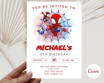 Editable Spidey And His Amazing Friends Birthday Invitation | Template Printable Party Invitations | Digital Kids Invite | Instant Download