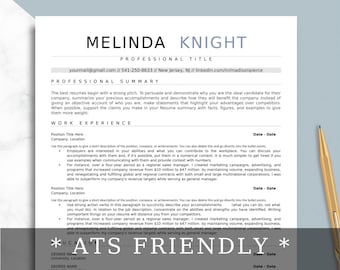 ATS Friendly Resume Template for Word, PAGES | ATS Resume, Instant Download,  Professional Resume, Modern Resume, Minimalist Resume