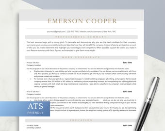 ATS Resume Template for Word, Mac Pages | ATS Friendly Resume | Simple Modern Resume CV, Minimalist Resume, Ats Standard Resume Template