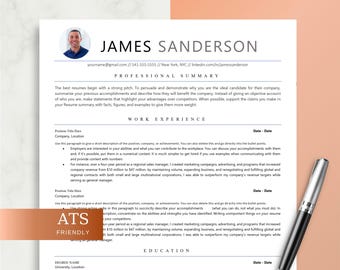 May include: A black and white resume template with the name James Sanderson at the top. The resume includes a professional summary, work experience, and education sections.