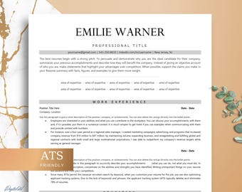 ATS-vriendelijke CV-sjabloon, Ats Executive CV-sjabloon MS Word- en Mac-pagina's, schone professionele ATS-cv-sjabloon - bewerkbare Ats-cv-sjabloon