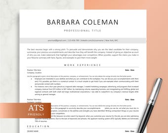 ATS Resume Template Word, Pages | ATS Friendly Resume with photo | ATS Friendly Cv Template Word | Headshot Resume, Ats Minimalist Resume
