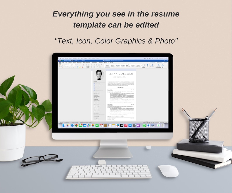 Editable Modern CV TEMPLATE for Microsoft Word and Pages, Professional ...