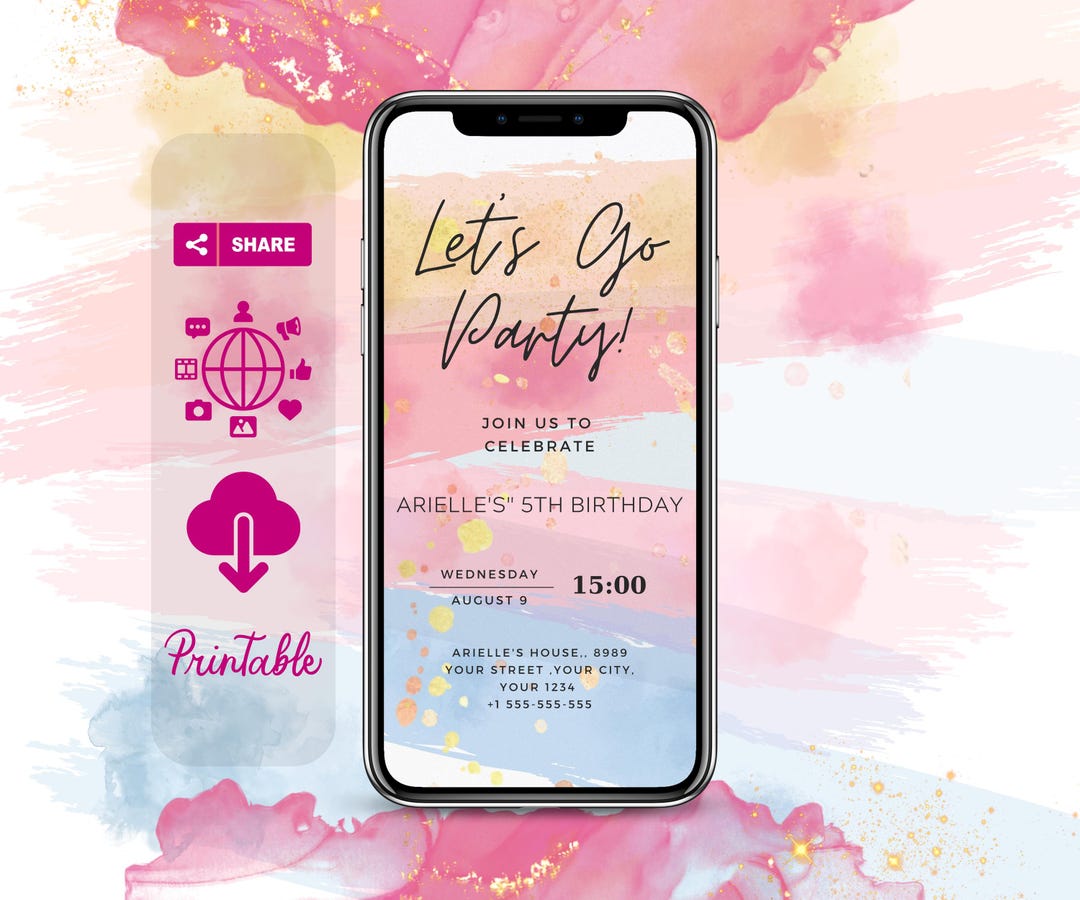 Smart Invitation Example Digital Colorful Party Invitation | DIY Canva Template | Electronic ...