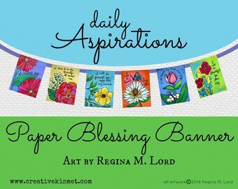 Paper Blessings Banner - Prayer Flags with Art by Regina Lord