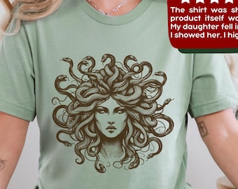 Medusa Tee,  Feminist Shirt, Snake Head, Female Empowerment Gift, Winter Solstice Present, Sister Gift, Best Friend Gift, Gift for Birthday