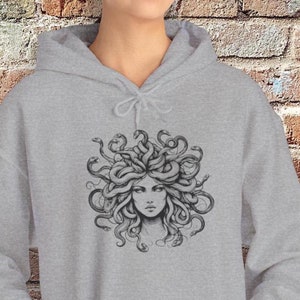 Medusa Sweatshirt, Greek Mythology Hoodie, Feminist Witchy Pullover, Snakes Head, Witchy Woman, Plus Sizes S-5XL, Petrify the Patriarchy