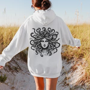 Medusa Sweatshirt, Mythology Hoodie, Feminist Witchy Pullover, Snakes Head, Plus Sizes, Petrify the Patriarchy! Gift for Best Friend