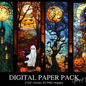 Halloween stain glass bookmark | Junk Journal |  Bookmark Set | PNG bookmark sublimation| Whimsical bookmark Bundle| Gothic Art