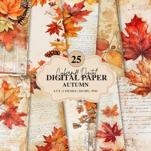 Herbstlaub Junk Journal Seiten| Herbstliche Papiere| Herbst Sammelalbum| Erntedank Hintergrund, Digital | Journaling