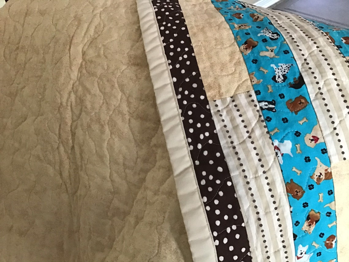 Jelly Roll Race Quilt Puppy Dog Throw Blanket Etsy