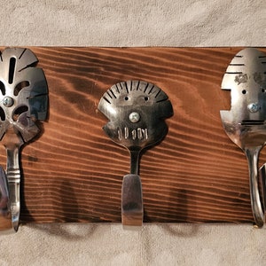Funny Face Spoon Wall Hooks - Recycled Silverware - Key Holder & Hanger - Rustic Home Decor - Entryway Hooks