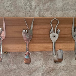 Forky Finger Hooks - Fork Wall Hooks - Recycled Silverware Key Holder & Hanger - Rustic Home Decor - Entryway Hooks