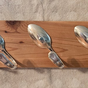 Sideways Spoon Hooks - Spoon Wall Hooks - Recycled Silverware - Key Holder & Hanger - Rustic Home Decor - Entryway Hooks