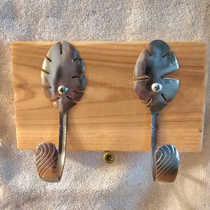Mini Monstera Madness- Spoon Wall Hooks - Recycled Silverware - Key Holder & Hanger - Rustic Home Decor - Entryway Hooks