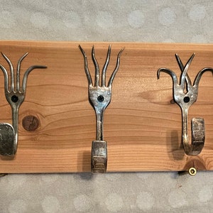 Corny Country Vintage Forks - Fork Wall Hooks - Recycled Silverware Key Holder & Hanger - Rustic Home Decor - Entryway Hooks