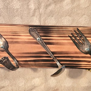 Vintage Fork Wall Hooks - Recycled Silverware Key Holder & Hanger - Rustic Home Decor - Entryway Hooks