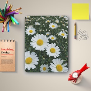 Wildflower Daisy iPad Case: Vegan Leather, Magnetic Cover