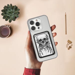 Totenkopf, Schädel, MagSafe Geldbörse, Vegan Leder Geldbörse, Starker Magnetverschluss, Für MagSafe - Kompatible iPhones