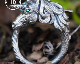 Hand-Carved Mystical Creature Ring | Magical Guardian of Inner Light | Dream Totem Fantasy Jewelry | Symbol of Imagination and Spirit