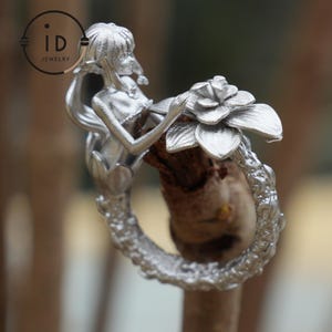 Forest Elf Ring “Language of Flowers” · 925 Sterling Silver · Handcrafted Elven Girl Jewelry · Mystical Symbol of Nature Connection