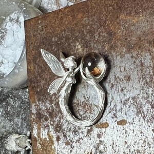 Forest Elf Ring 925 Sterling Silver with Phantom Crystal, Magical Elven Jewelry, Handmade Fantasy Ring, Crystal Jewelry Gift image 8