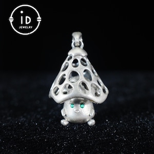 Handcrafted 925 Silver Forest Mushroom Pendant Fairy-Style Guardian Amulet Necklace  Gift Symbolising Emotional Protection & Woodland Magic