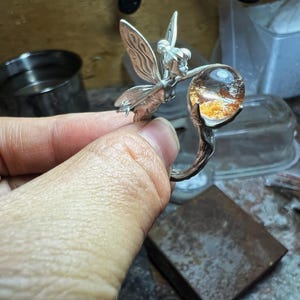 Forest Elf Ring 925 Sterling Silver with Phantom Crystal, Magical Elven Jewelry, Handmade Fantasy Ring, Crystal Jewelry Gift image 7