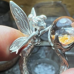 Forest Elf Ring 925 Sterling Silver with Phantom Crystal, Magical Elven Jewelry, Handmade Fantasy Ring, Crystal Jewelry Gift image 4