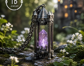 Gothic Amethyst Pendant - Handcrafted Crystal Encased in Silver - Unique Statement Piece for Her｜Soulful Amethyst Necklace