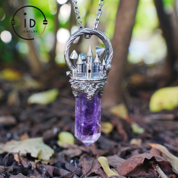 Handcrafted Castle Pendant, 925 Silver, Unique Fantasy Jewelry