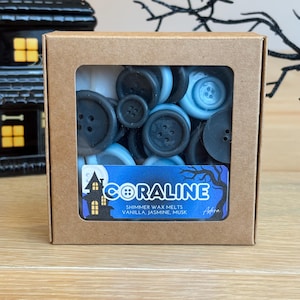 Coraline Buttons Wachs Melts: Vanille Jasmin Moschus Duft, gruseliges Halloween Dekor