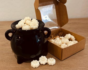 Ceramic Black Cauldron Wax Warmer &  2 oz of Wax Melts | Halloween Wax Melter |  Witchy Decor | Spooky Season | Gothic Decor