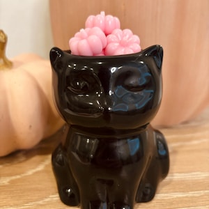 Ceramic Black Cat Wax Warmer with Pumpkin Spice Wax Melts