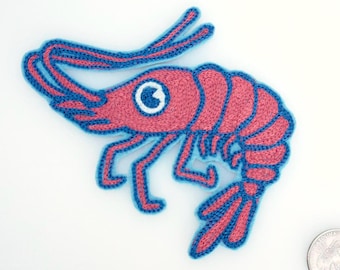 Chainstitch Embroidered Shrimp dark pink