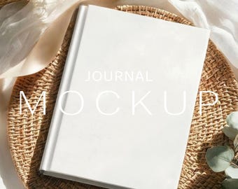 6 x 8 mat hardcover dagboekmodel, volledig omwikkeld notitieboek PSD, bohoboekomslagsjabloon voor planners, werkboeken en branding