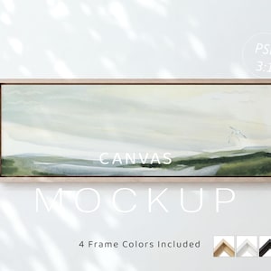 Panoramabild av inramad canvas, 3:1 panoramabild av canvas PSD, lång horisontell väggkonstmodell, bred landskapsmodell, 4 ramfärger