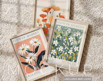 Set van 3 lijstmodel PSD, galeriewandmodel met passe-partout, A4 A3 verticaal houten lijstmodel, postermodelbundel, gezellig Scandinavisch