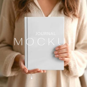 Digital Minimalist Journal Mockup, Hardcover Notebook Mockup 6x8, Boho Planner Mock-up PSD, Book Cover Template, Smart Object, Drag and Drop