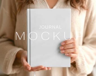 Digitaal minimalistisch dagboekmodel, hardcover notebookmodel 6 x 8, Boho Planner mock-up PSD, boekomslagsjabloon, slim object, slepen en neerzetten