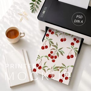 A4 Printer Mockup PSD, Inkjet Printer with Blank Paper, Printable Paper Mockup, Smart Object Template, Print at Home Display