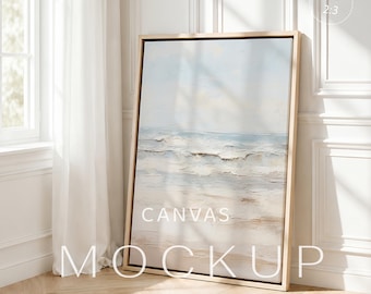 2 x 3 verticaal ingelijst zwevend canvas mockup, muurkunstweergave mockup PSD, neutrale interieurscène, posterweergavesjabloon, digitale download