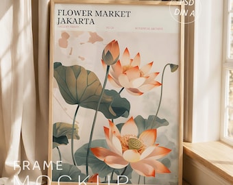 Minimalistisch houten framemodel, verticaal postermodel PSD, DIN A Smart Object-sjabloon, realistisch muurkunstmodel, eiken lijstweergave