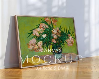 Skandinavisches Deko-Mockup, horizontales Wandbild, Rahmenmockup, PSD, Floating Frame Mockup, DIN A & 4x3